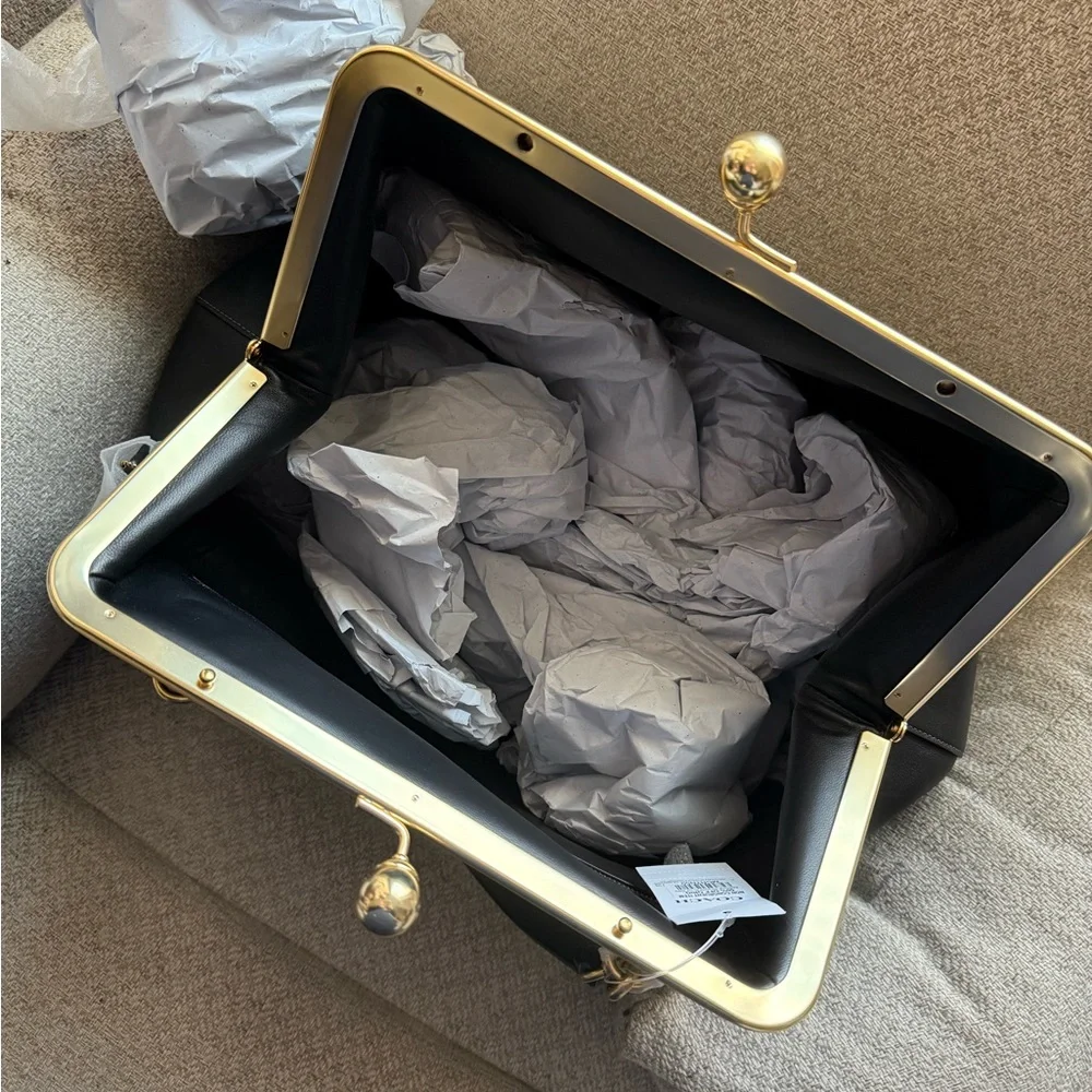 Coach Black Leather Shoulder Bag with Gold Accents - Picture 3 of 6